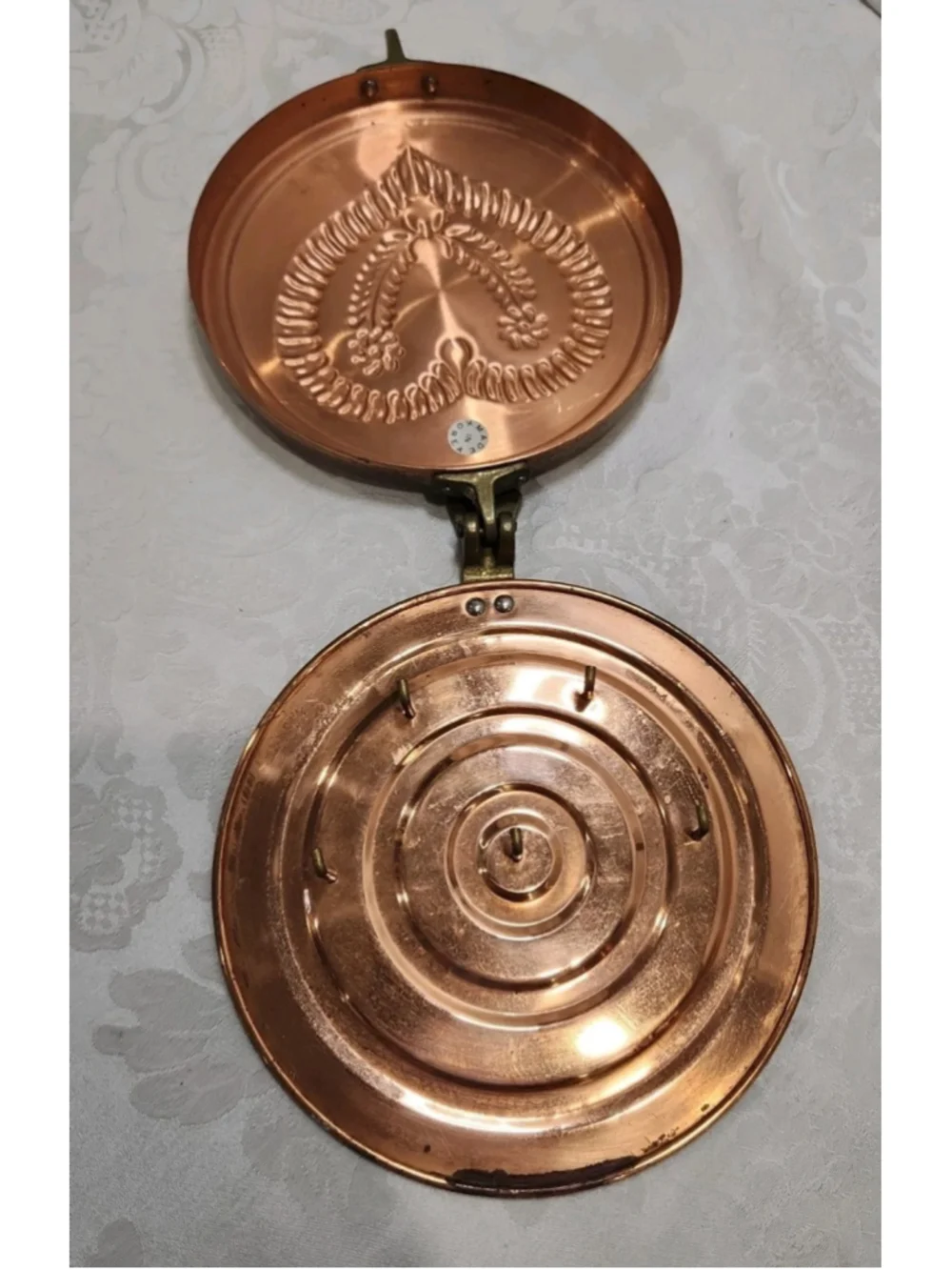 Copper & Brass Heart Wheat Flower Key Holder Wall Hanging Cottage Farm Vtg